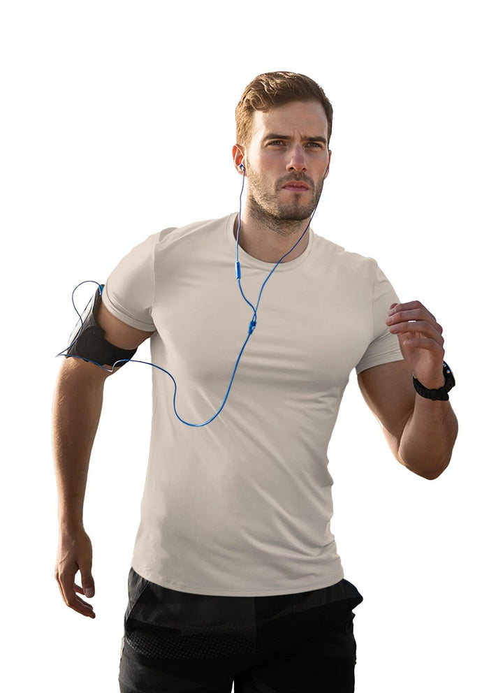 mens cream classic fit t-shirt short sleeve airlume cotton lifestyle image