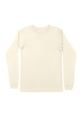 men natural cream classic fit  t-shirt long sleeve airlume cotton flat front view