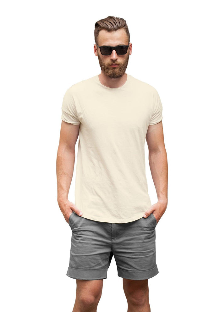 mens cream classic fit  t-shirt short sleeve natural airlume cotton lifestyle image
