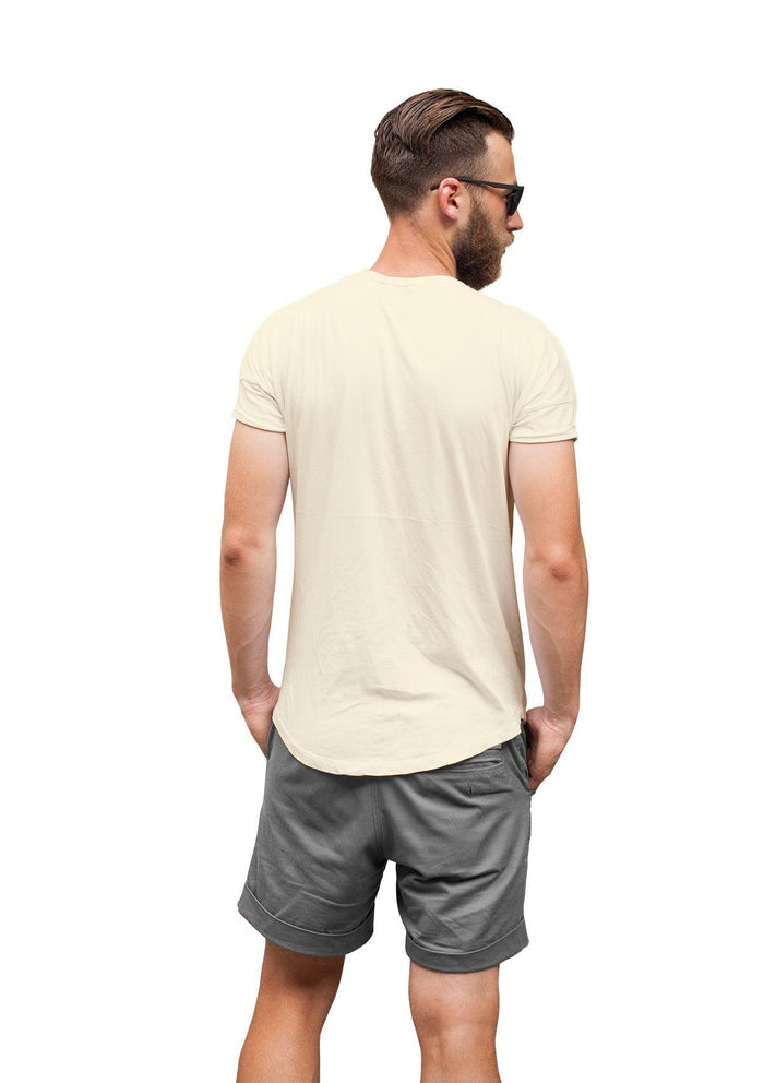 mens cream classic fit  t-shirt short sleeve natural airlume cotton back lifestyle image