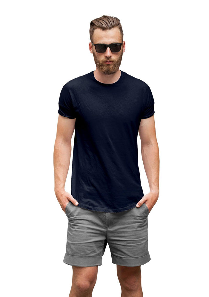mens navy classic fit t-shirt short sleeve crew neck  airlume cotton lifestyle image