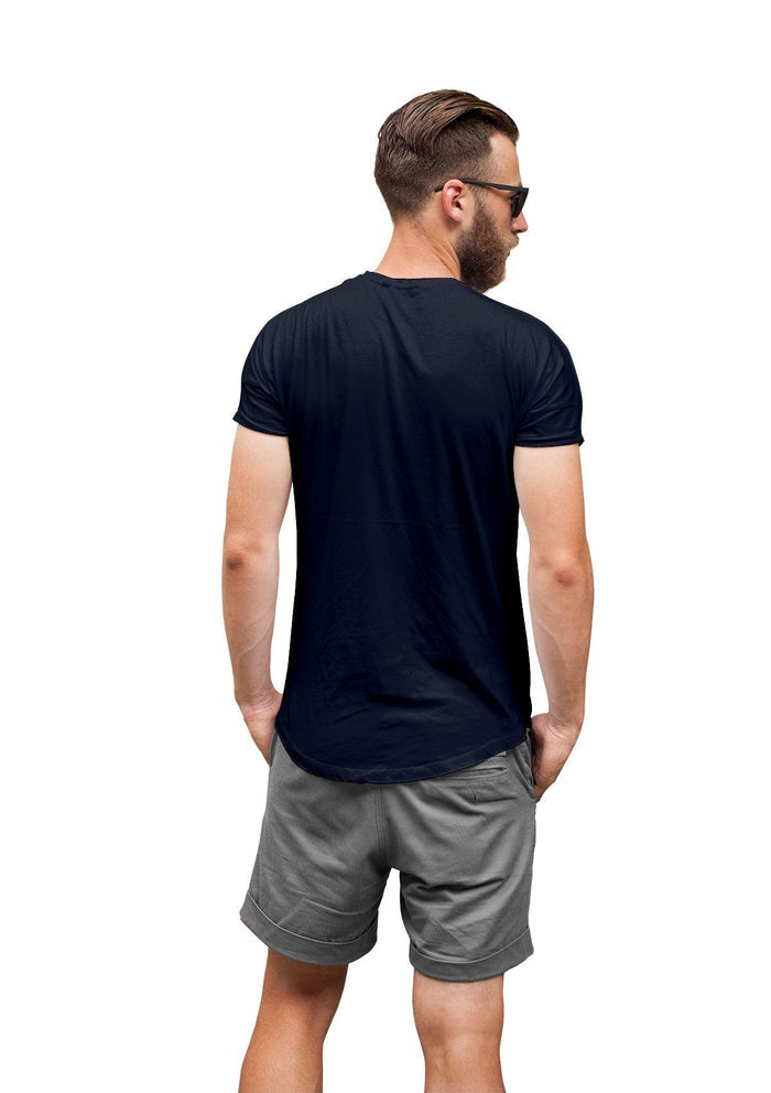 mens navy classic fit t-shirt short sleeve crew neck  airlume cotton back lifestyle image
