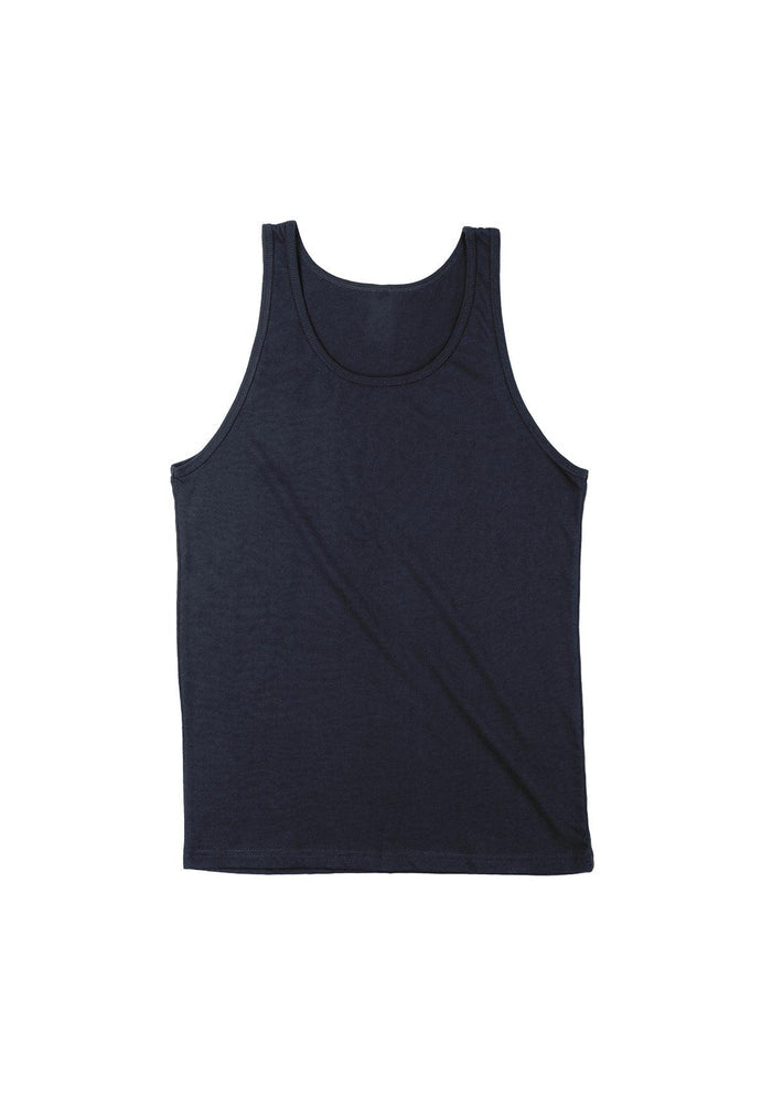 mens navy tank t-shirt airlume cotton flat front image