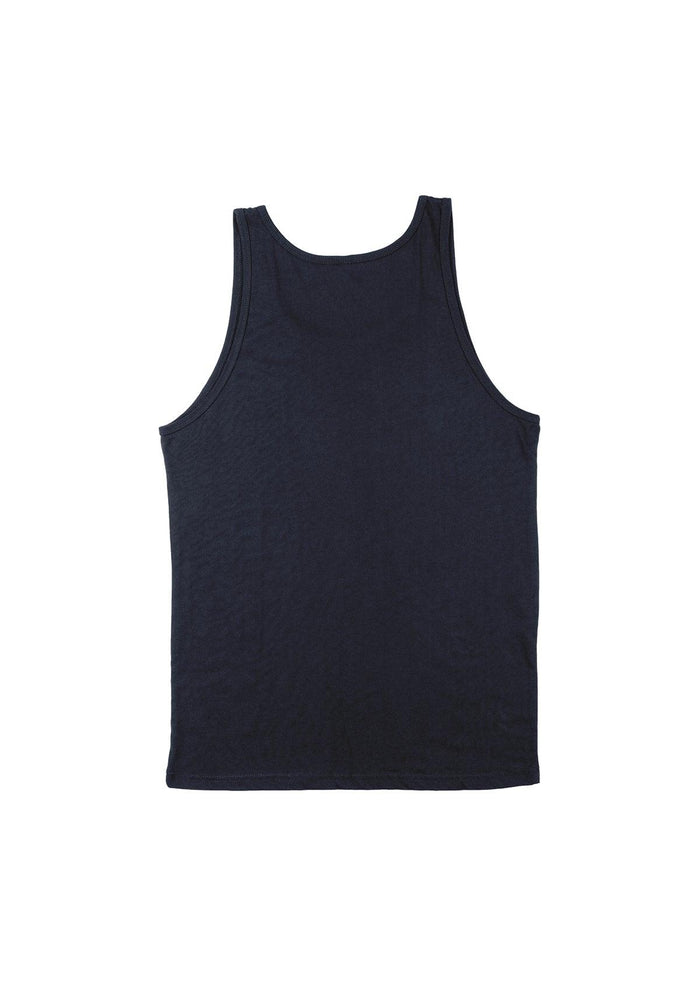 mens navy tank t-shirt airlume cotton flat back image