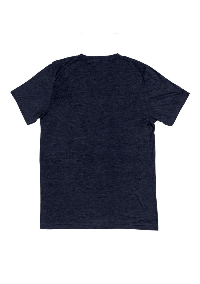 mens navy classic fit t-shirt short sleeve crew neck heather airlume cotton flat back image