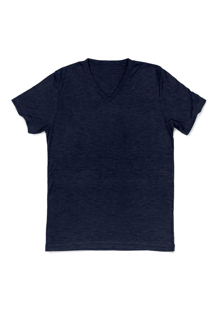 mens navy classic fit t-shirt v-neck short sleeves triblend front flat image