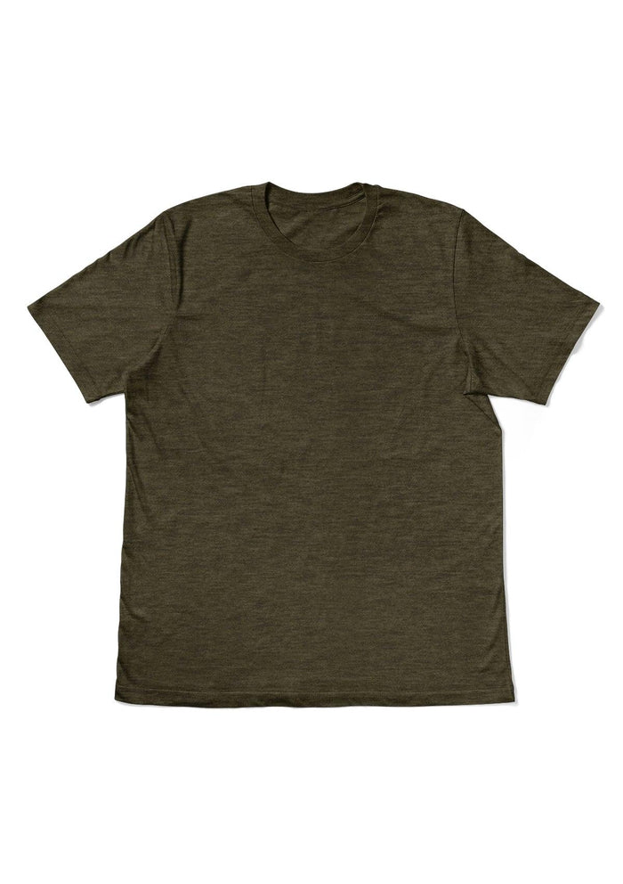 Mens T-Shirt Short Sleeve Crew Neck Olive Green Triblend - Perfect TShirt Co