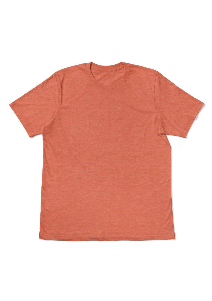 mens orange classic fit t-shirts short sleeve crew neck heather airlume cotton flat front image