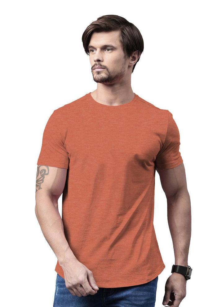 mens orange classic fit t-shirts short sleeve crew neck heather airlume cotton lifestyle image