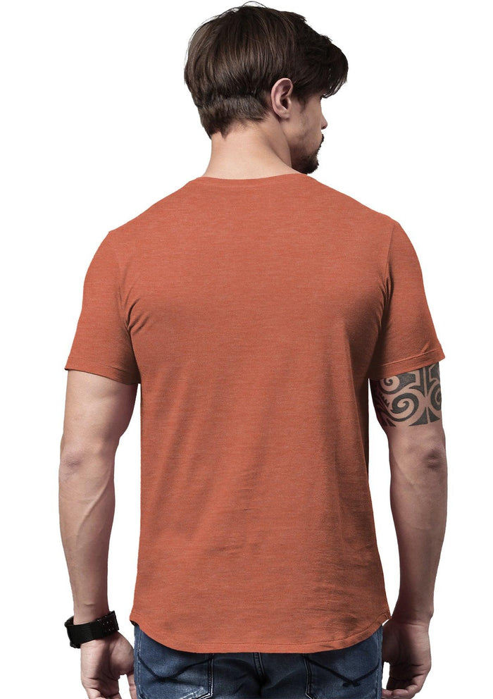 mens orange classic fit t-shirts short sleeve crew neck heather airlume cotton back lifestyle image