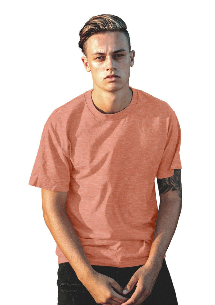 mens-orange boyfriend cut t-shirt short sleeve crew neck triblend flifestyle image