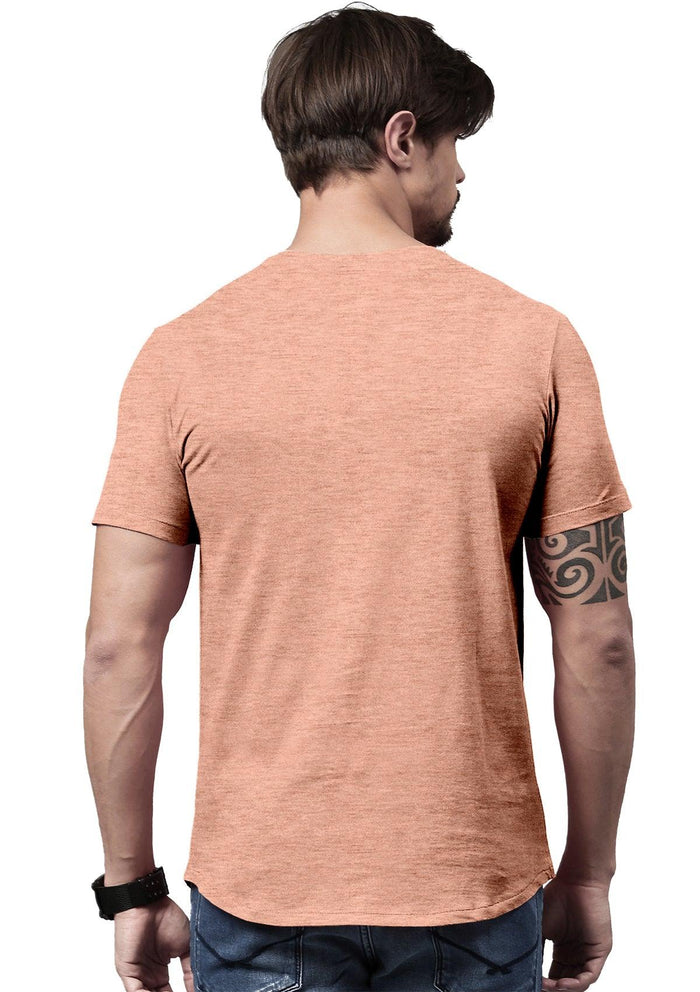 mens peach classic fit t-shirt short sleeve crew neck prism heather airlume cotton back lifestyle image