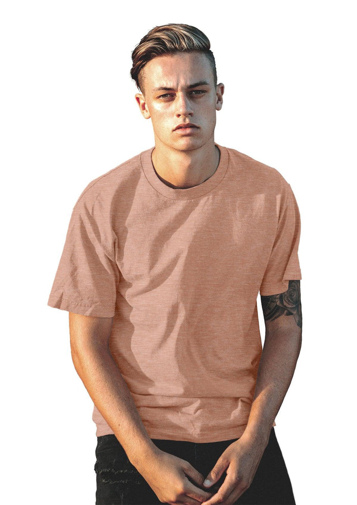 mens peach classic fit t-shirt short sleeve crew neck triblend lifestyle image