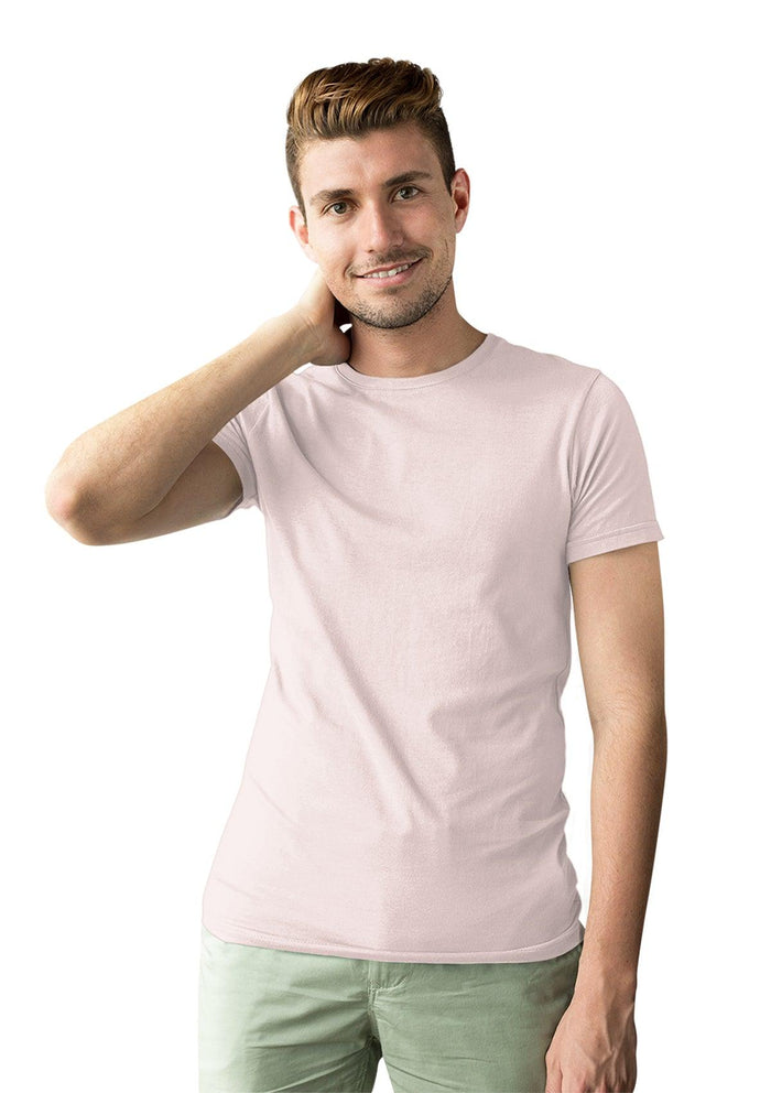 mens pink classic fit t-shirt airlume cotton crew neck lifestyle image