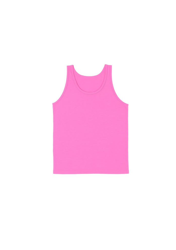 mens pink tank t-shirt airlume cotton flat front  image