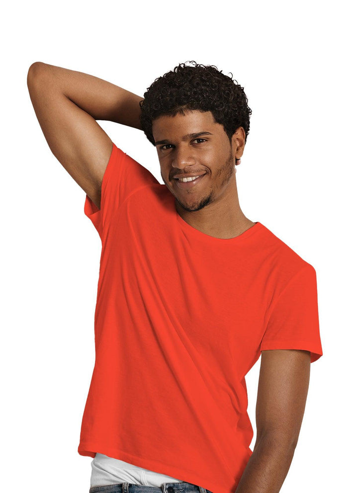 mens red big and tall classic cut t-shirt short sleeve crew neck airlume cotton lifestyle image