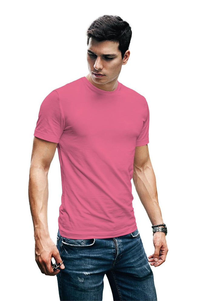 mens pink prince classic fit t-shirt airlume cotton crew neck lifestyle image