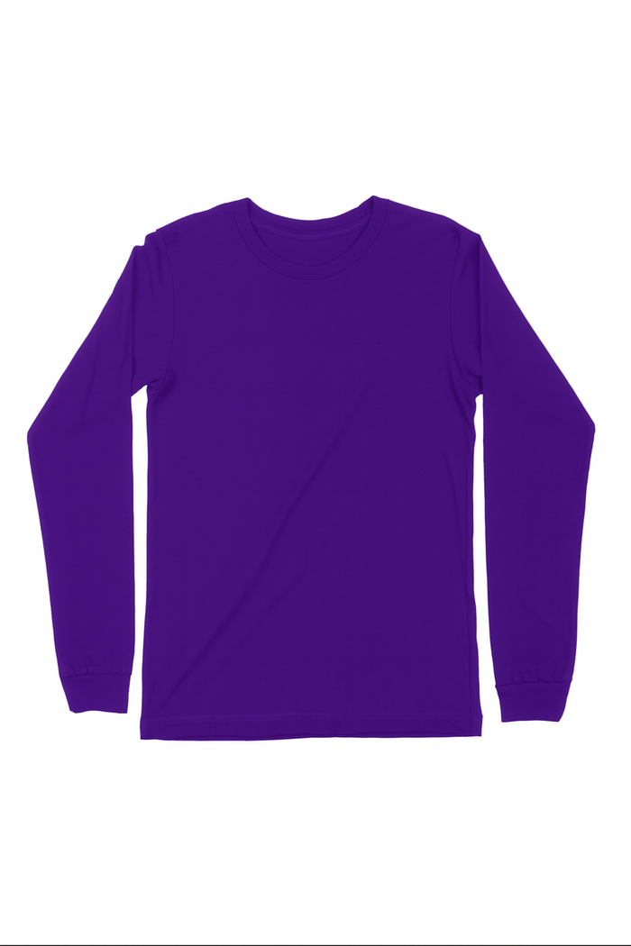 mens-purple-classic-fit t-shirt long sleeve airlume cotton flat front image