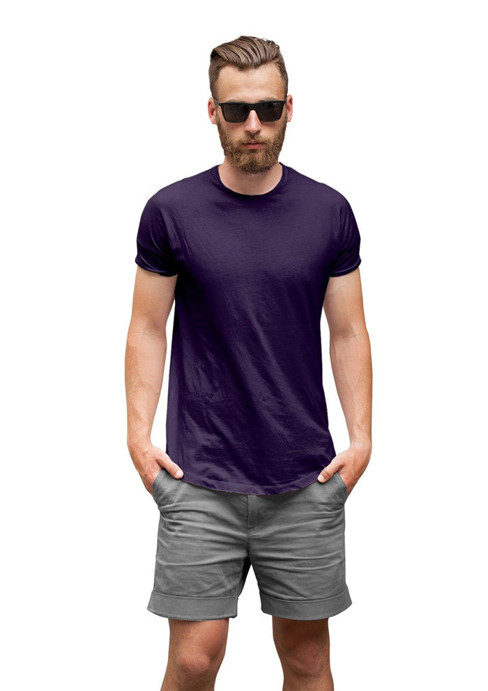 men purple classic fit  t-shirt airlume cotton short sleeve lifestyle image