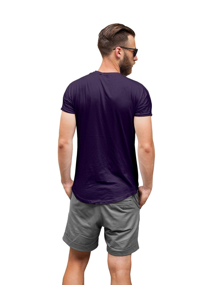 men purple classic fit  t-shirt airlume cotton short sleeve back lifestyle image
