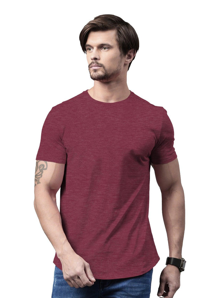 mens pink raspberry classic fit t-shirt heather airlume cotton lifestyle image