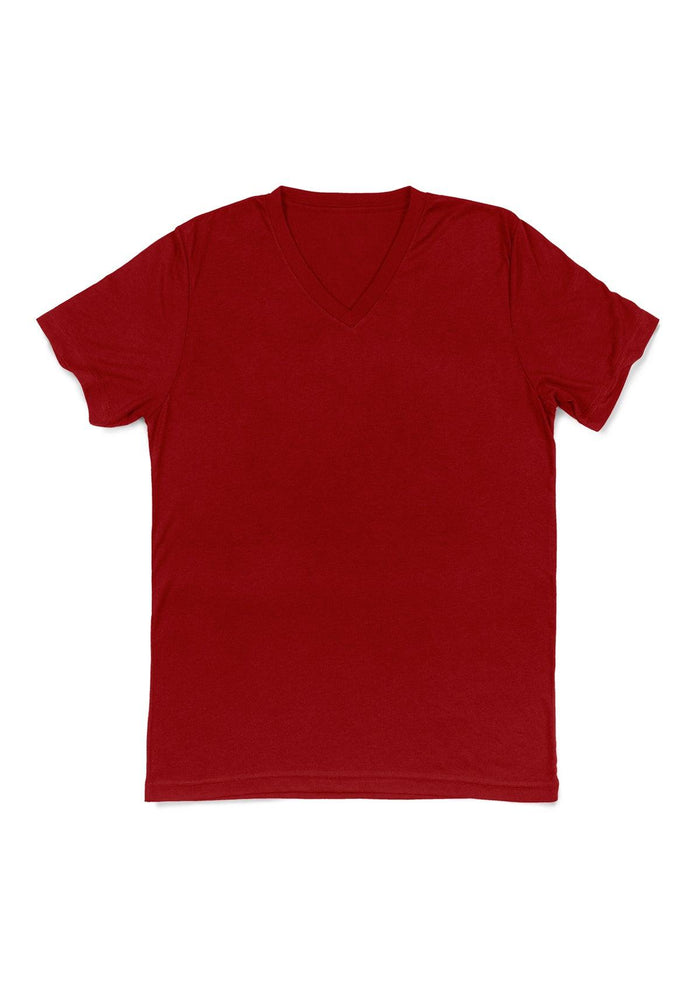mens red classic fit t-shirts v-neck short sleeve triblend front flat image