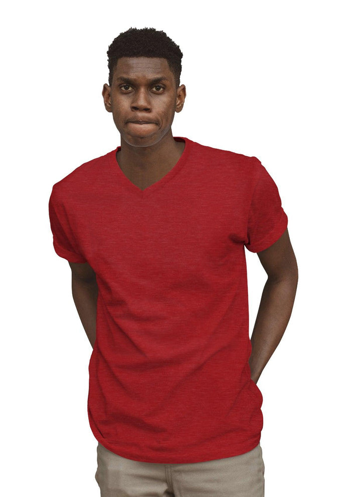 mens red classic fit t-shirts v-neck short sleeve triblend lifestyle image