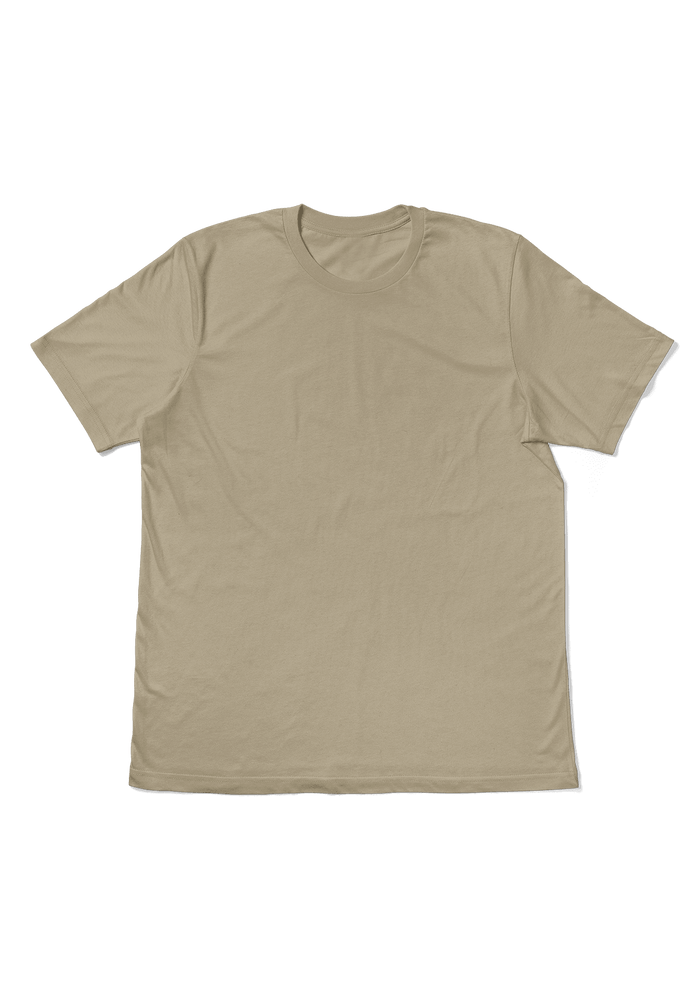 mens sand classic fit t-shirt short sleeve airlume cotton front flat image