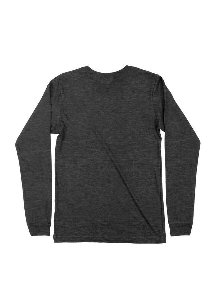 mens gray classic fit t-shirt crew neck long sleeve triblend back flat image