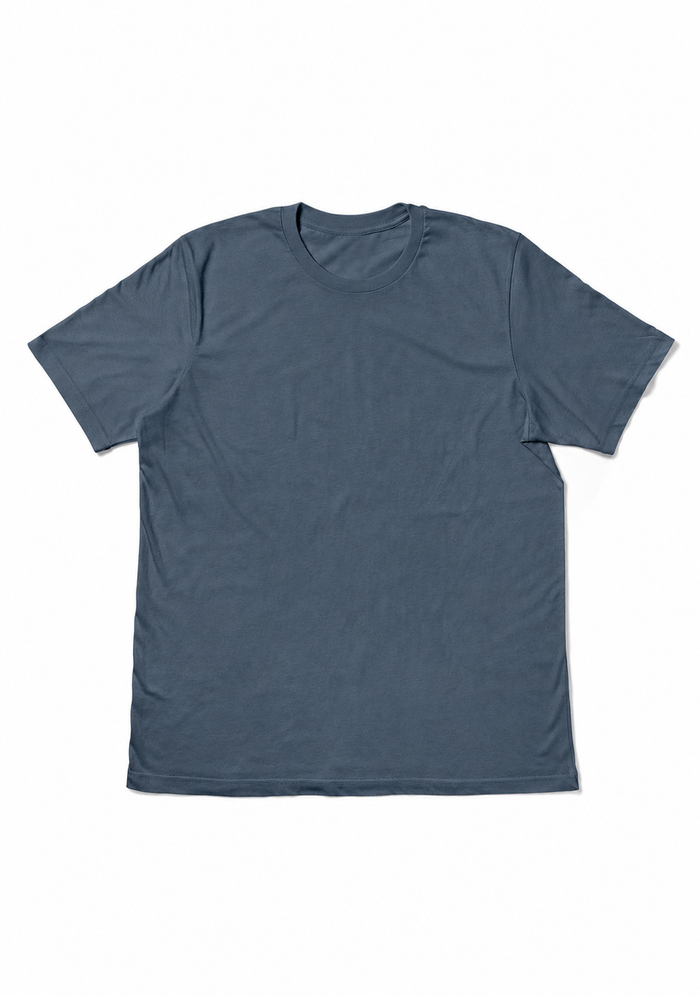 mens slate blue classic fit t-shirt short sleeve crew neck front flat view