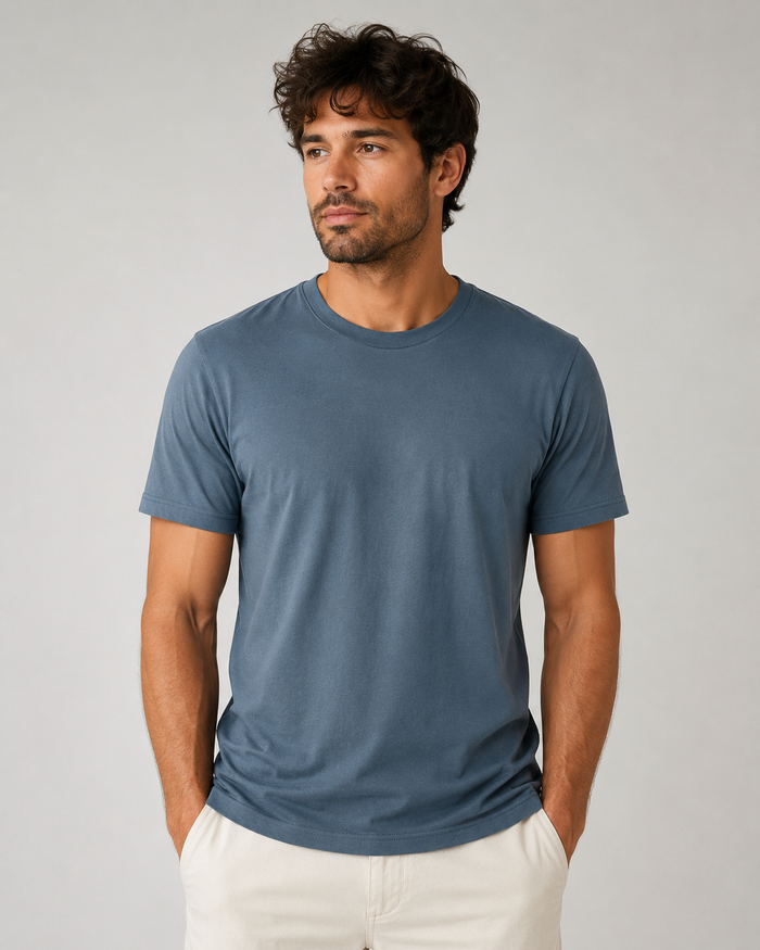 mens slate blue classic fit t-shirt short sleeve crew neck image view
