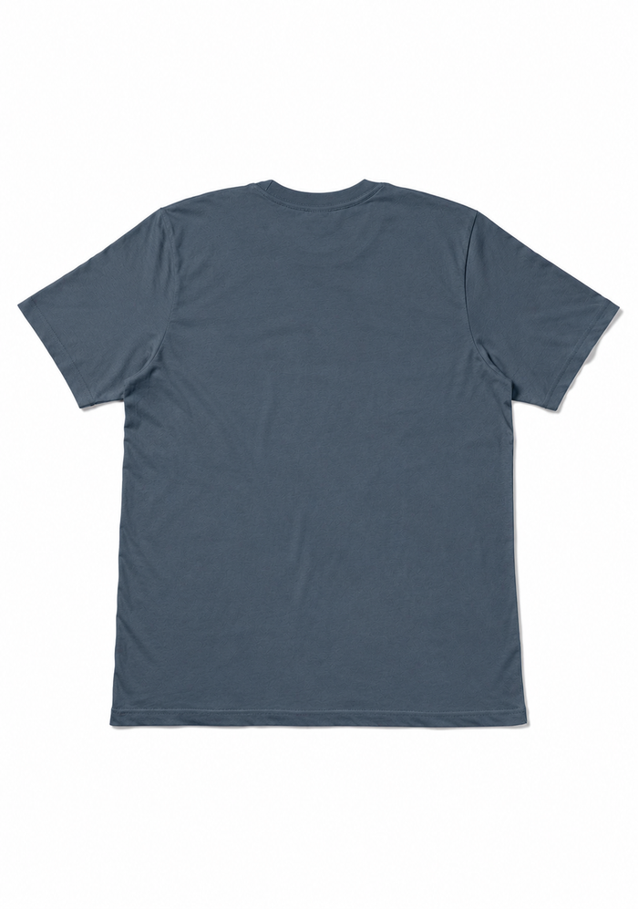 mens slate blue classic fit t-shirt short sleeve crew neck back flat view