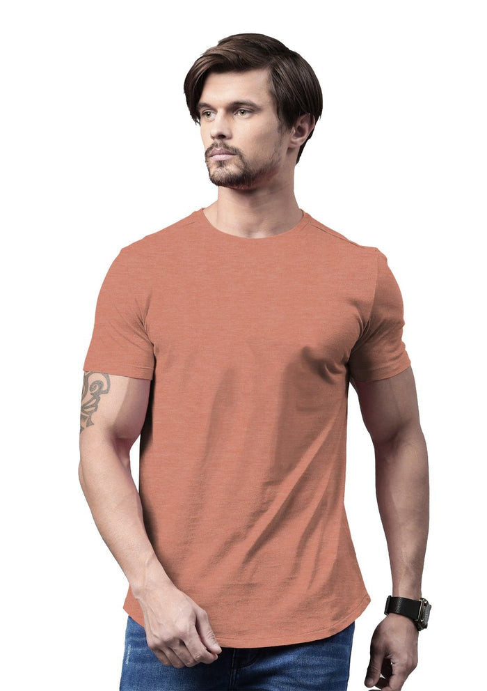 mens orange classic fit t-shirts short sleeve crew neck heather airlume cotton lifestyle  image