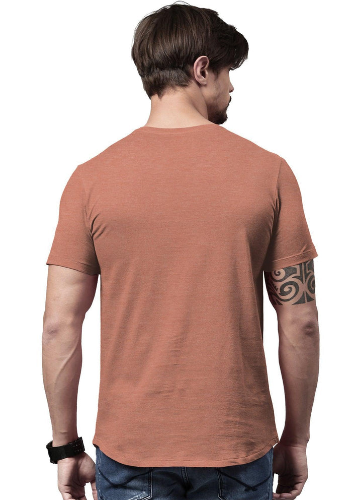 mens orange classic fit t-shirts short sleeve crew neck heather airlume cotton back lifestyle image