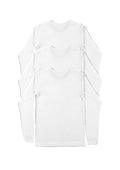 mens white classic fit  t-shirt long sleeve airlume cotton 3 pack bundle front flat view