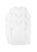 mens white classic fit t-shirt crew neck long sleeve 3 pack bundle flat front view