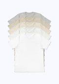 mens white shades crew neck premium airlume cotton 5 pack bundle flat front view