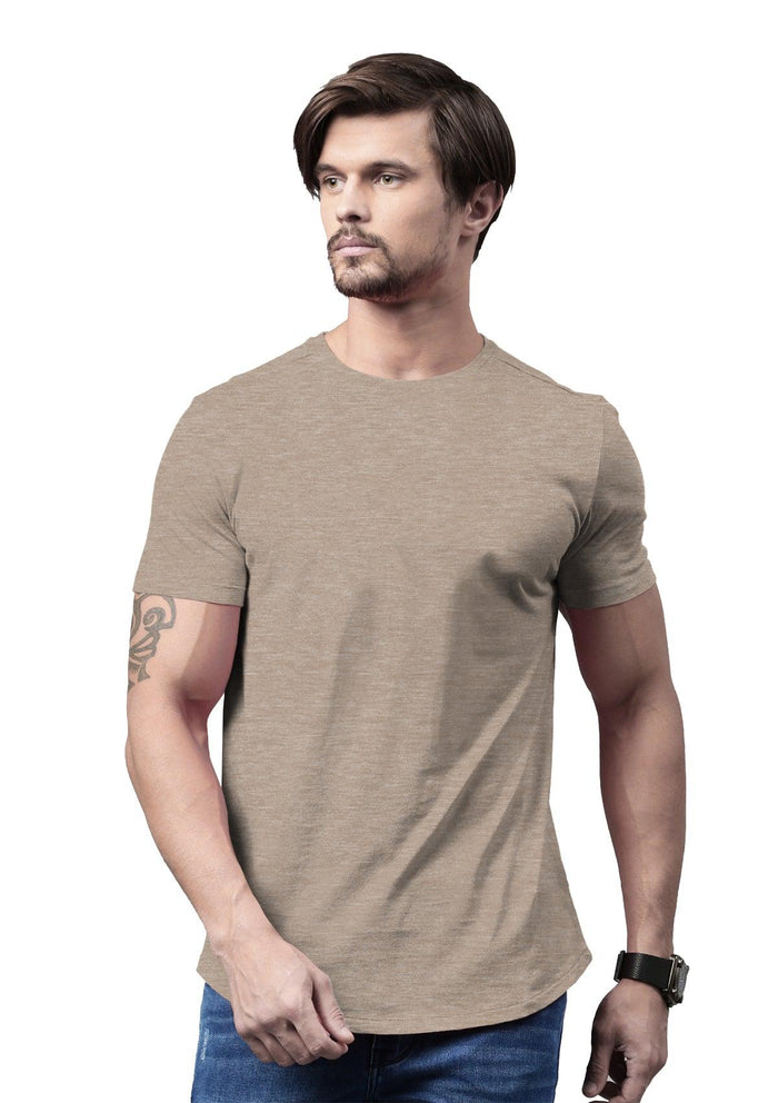 mens sand classic fit t-shirt short sleeve heather airlume cotton lifestyle image