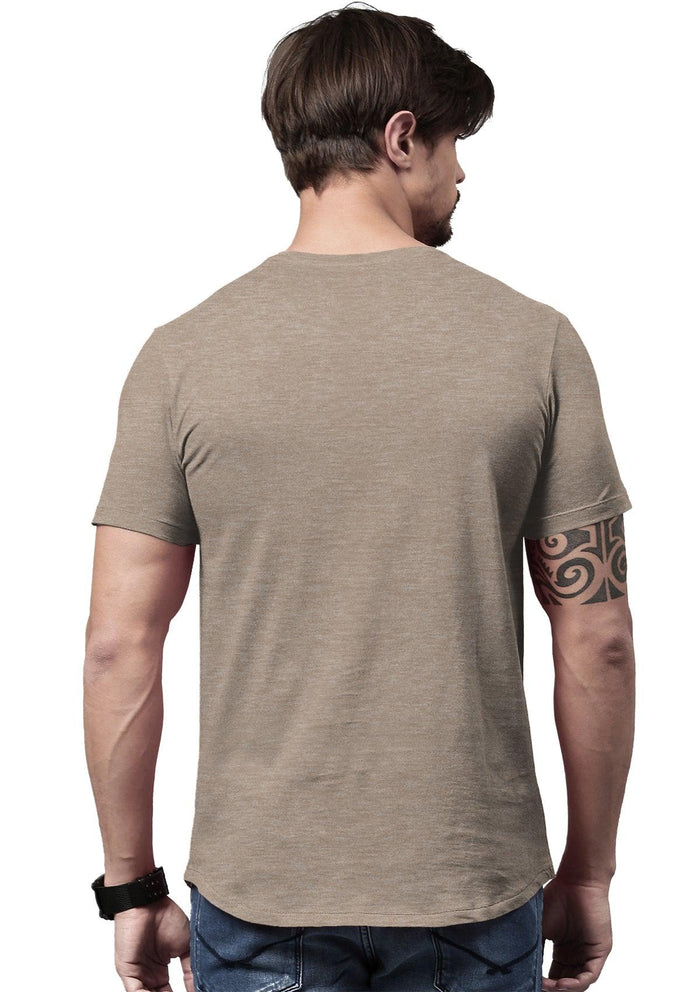 mens sand classic fit t-shirt short sleeve heather airlume cotton back flat image