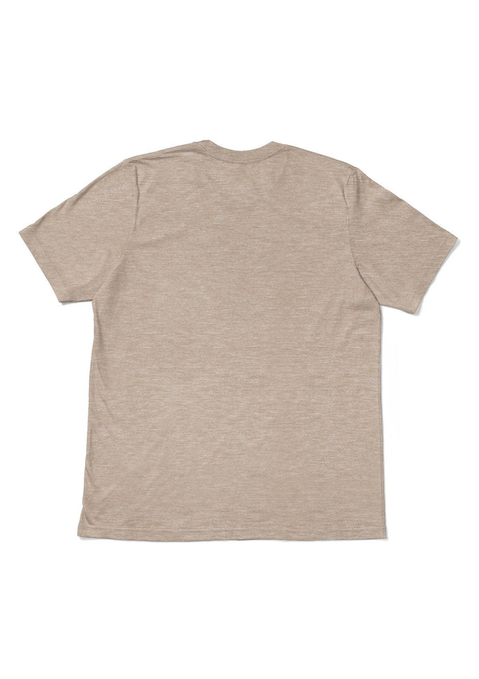 mens sand classic fit t-shirt short sleeve heather airlume cotton back flat image