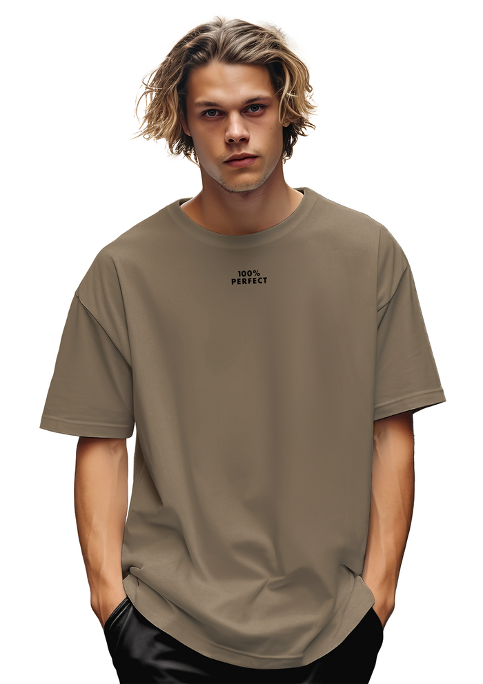 Men's Tan T-Shirt - 100% Perfect