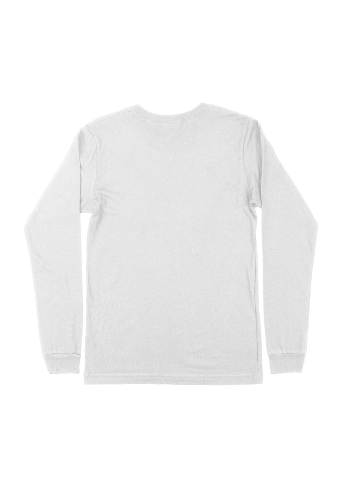 mens white classic fit  t-shirt long sleeve airlume cotton back flat view
