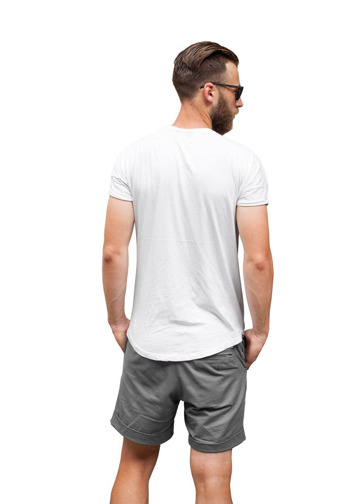 men's white short sleeve crew neck t-shirt airlume cotton lifestyle back image