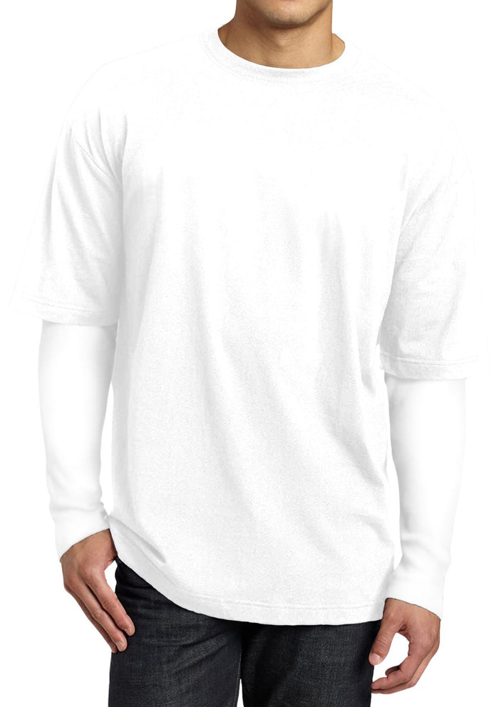 mens  white classic fit t-shirts long and short sleeve airlume cotton lifestyle image