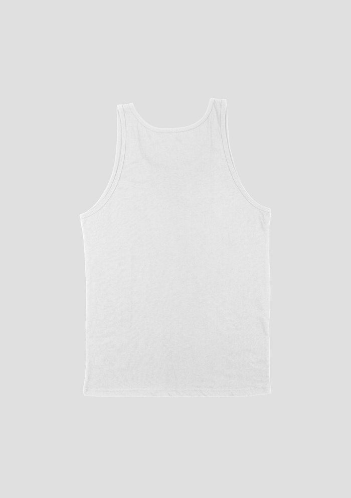 mens white tank style  t-shirts   airlume cotton  back flat view