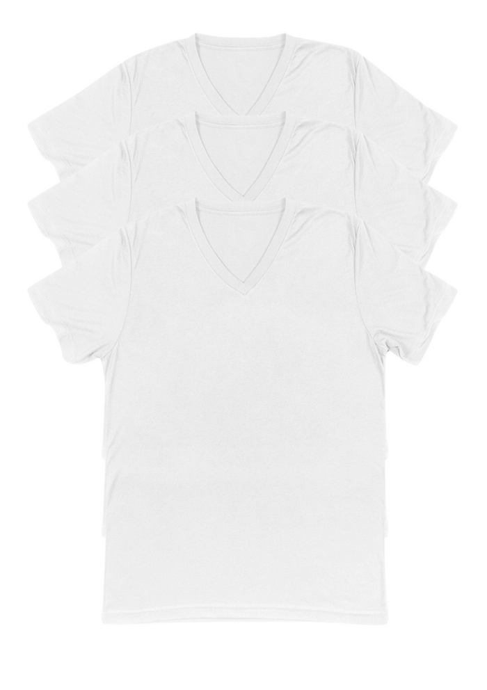 men's white v neck short sleeve t-shirts 3 pack bundle