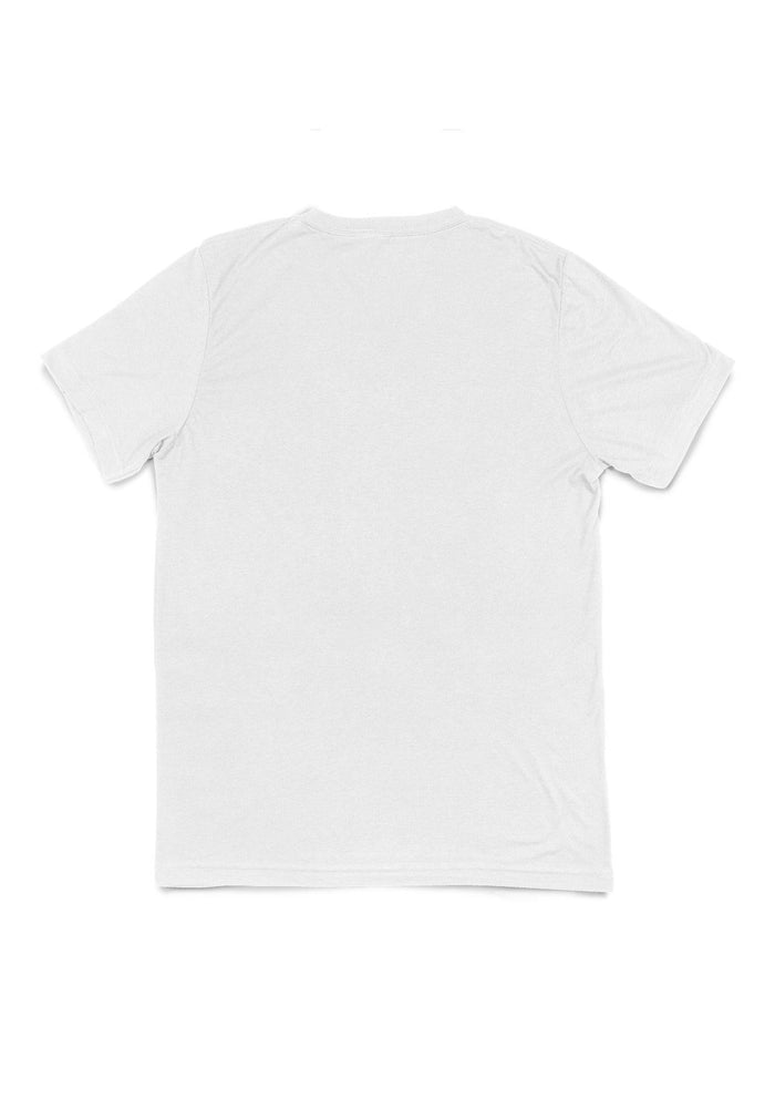 mens white classic fit  t-shirt v-neck  airlume cotton back flat view
