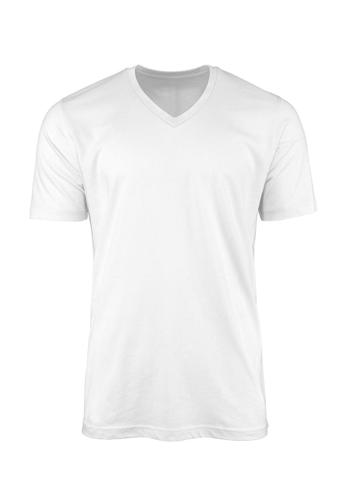 mens white classic fit  t-shirt v-neck  airlume cotton 3D front view