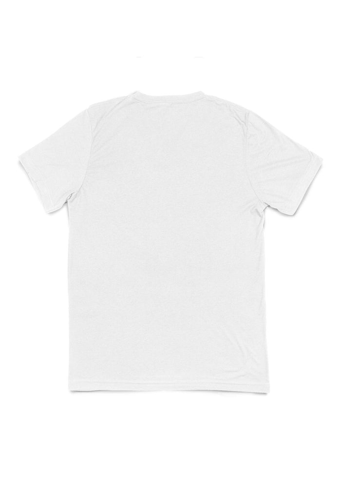 mens white classic fit  t-shirt v-neck  triblend back flat view