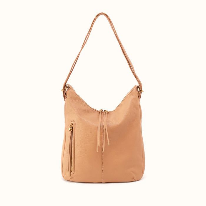 Merrin Convertible Backpack in Pebbled Leather - Sandstorm
